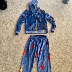 Aviator Nation Women's Velvet Bolt Repeat Sweatsuit